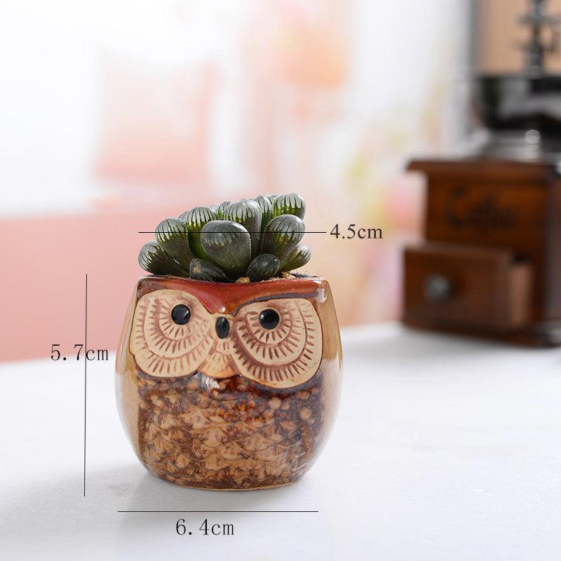 Pots de jardinières succulentes en céramique mini hibou 6 pièces