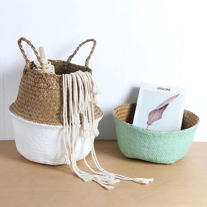 Handmade Rattan Planter or Storage Basket with Handles