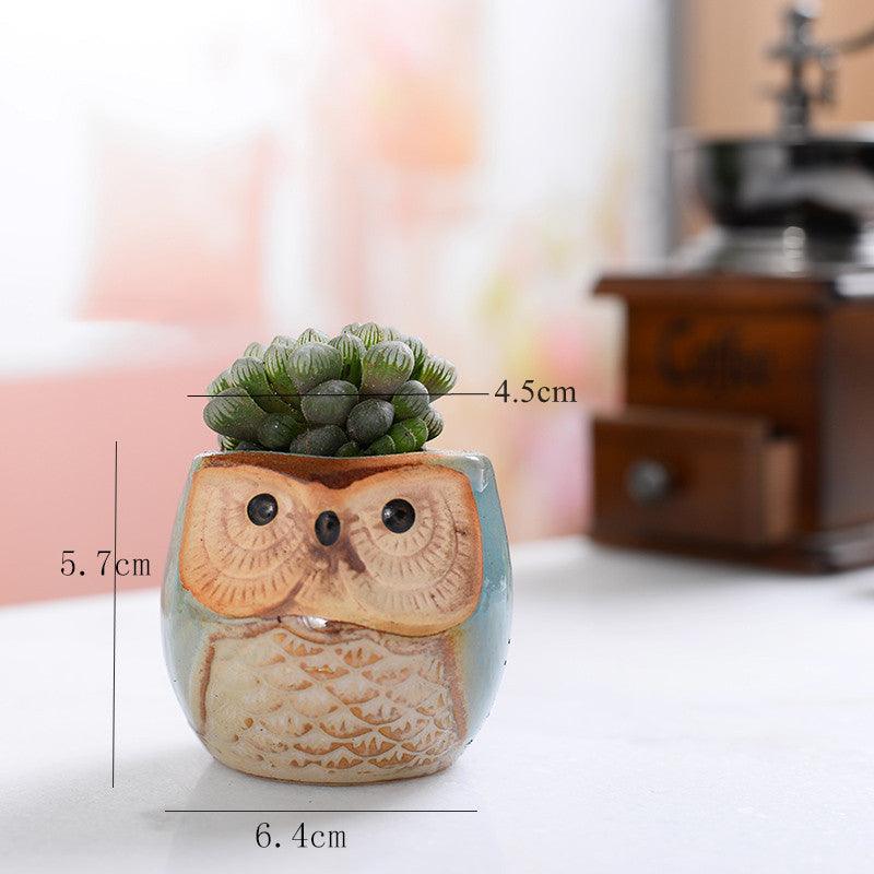 Pots de jardinières succulentes en céramique mini hibou 6 pièces