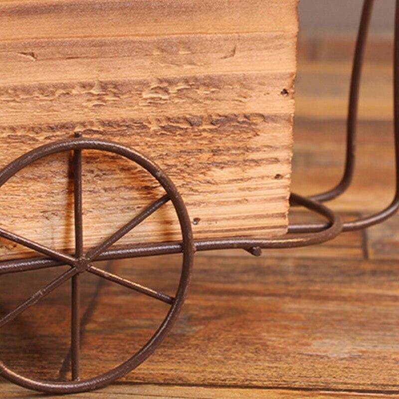 Tricycle de table en fer forgé avec jardinière en bois