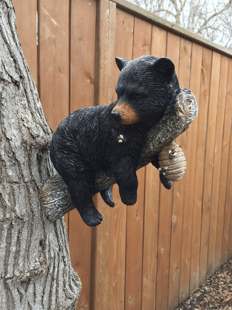 🔥Black Bear Cub Napping Hanging Out in a Tree Figurine