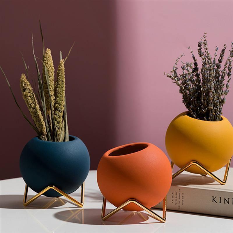 Abstract Colors Ceramic Planter Pots with Stand