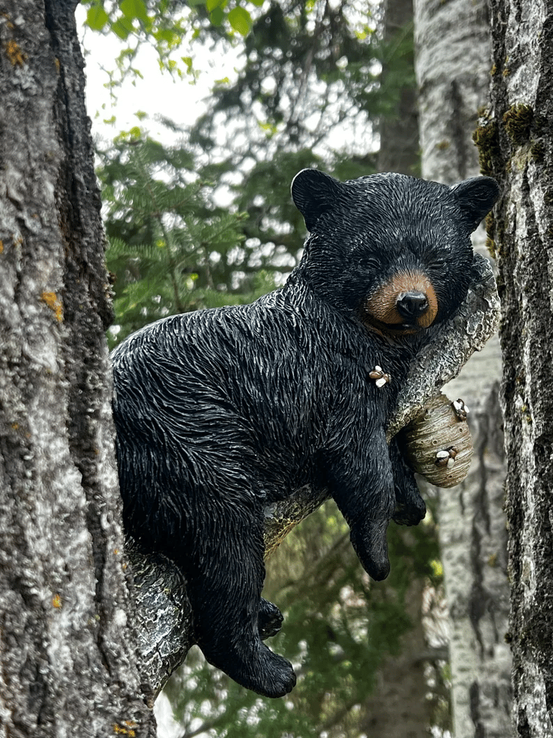 🔥Black Bear Cub Napping Hanging Out in a Tree Figurine