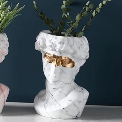 Ceramic David Bust Planter Vase Statue