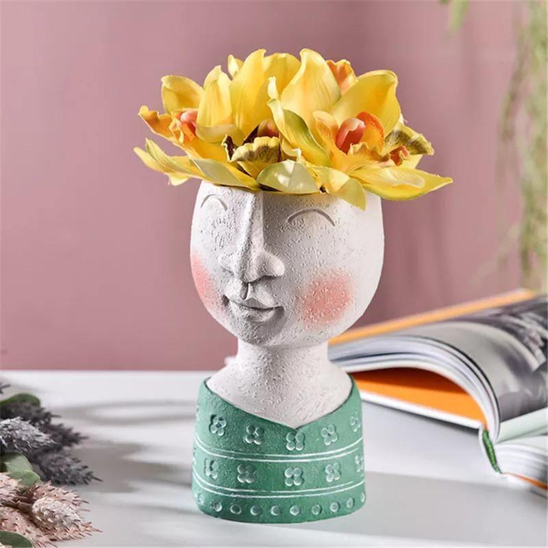 Caricature Portrait Face Figurine Sculpture Planter