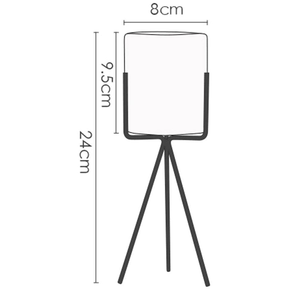 Longue jardinière en céramique de table avec support en fer géométrique