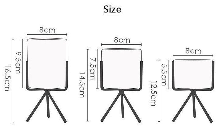 Short Tabletop Ceramic Planter with Geometric Metal Stand