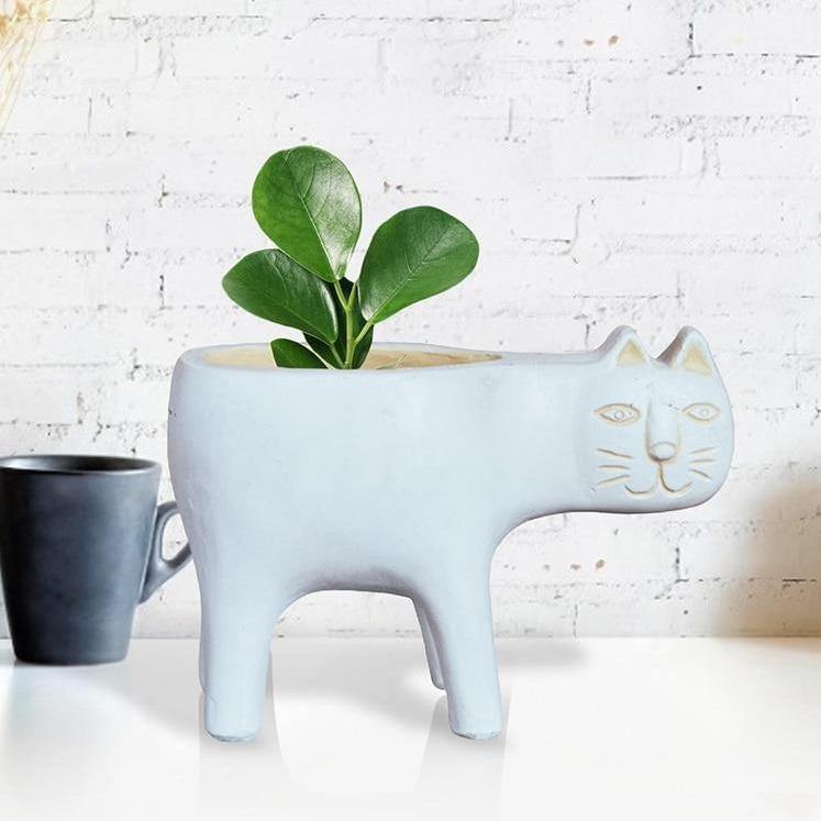 Glazed Ceramic Kitty Planter