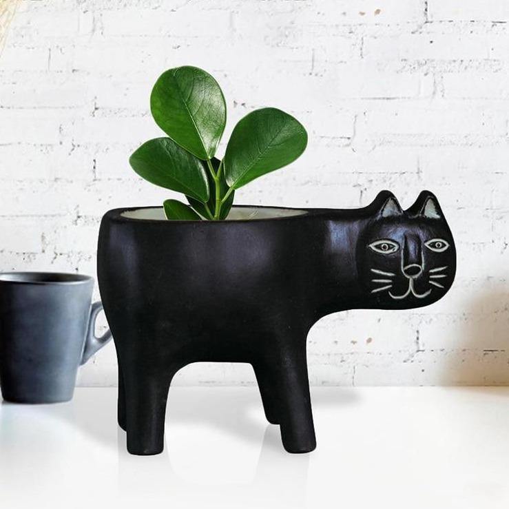 Glazed Ceramic Kitty Planter