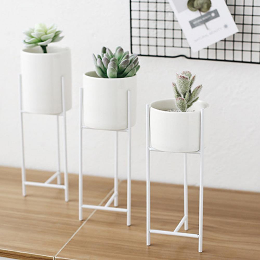 Ceramic Planter with Iron Stand