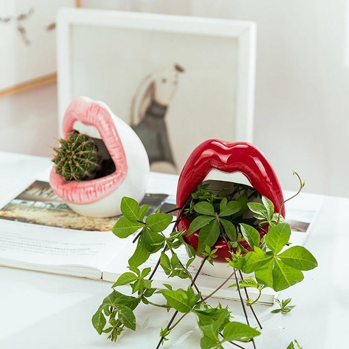 Jardinière en céramique Pucker Up Lips