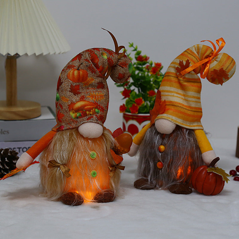 Harvest Lighted Pumpkin Gnome