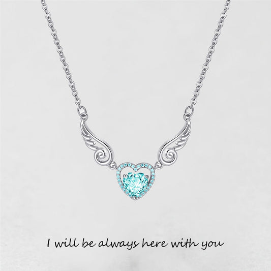 '' I Will Be Always Here With You '' Angel Wing Heart Necklace | Bracelet