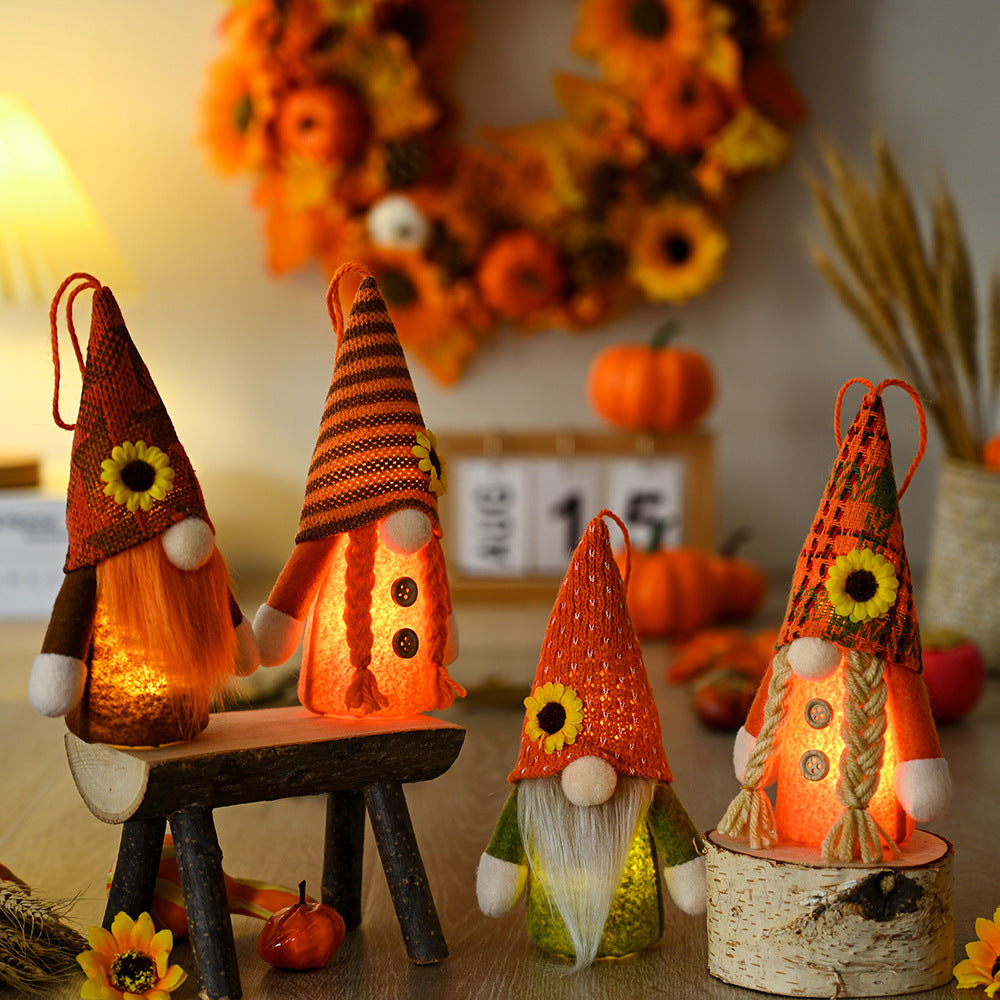 4 Pcs Sunflower Lighted Hanging Gnomes