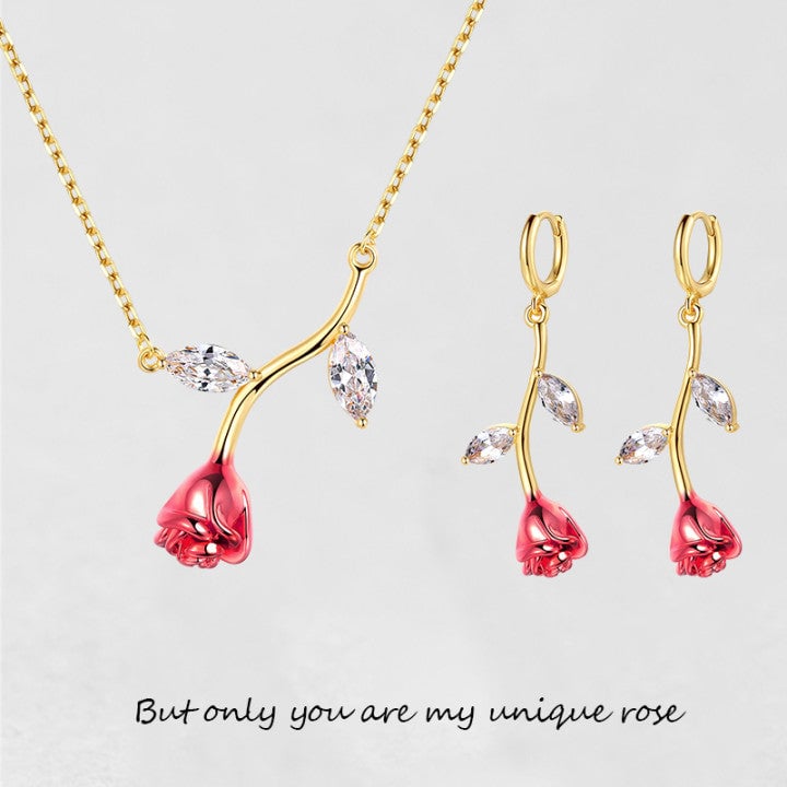 '' But Only You Are My Unique Rose '' Necklace/Earrings