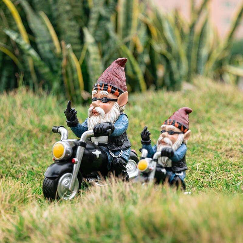 Road Rage Biker Funny Garden Gnome