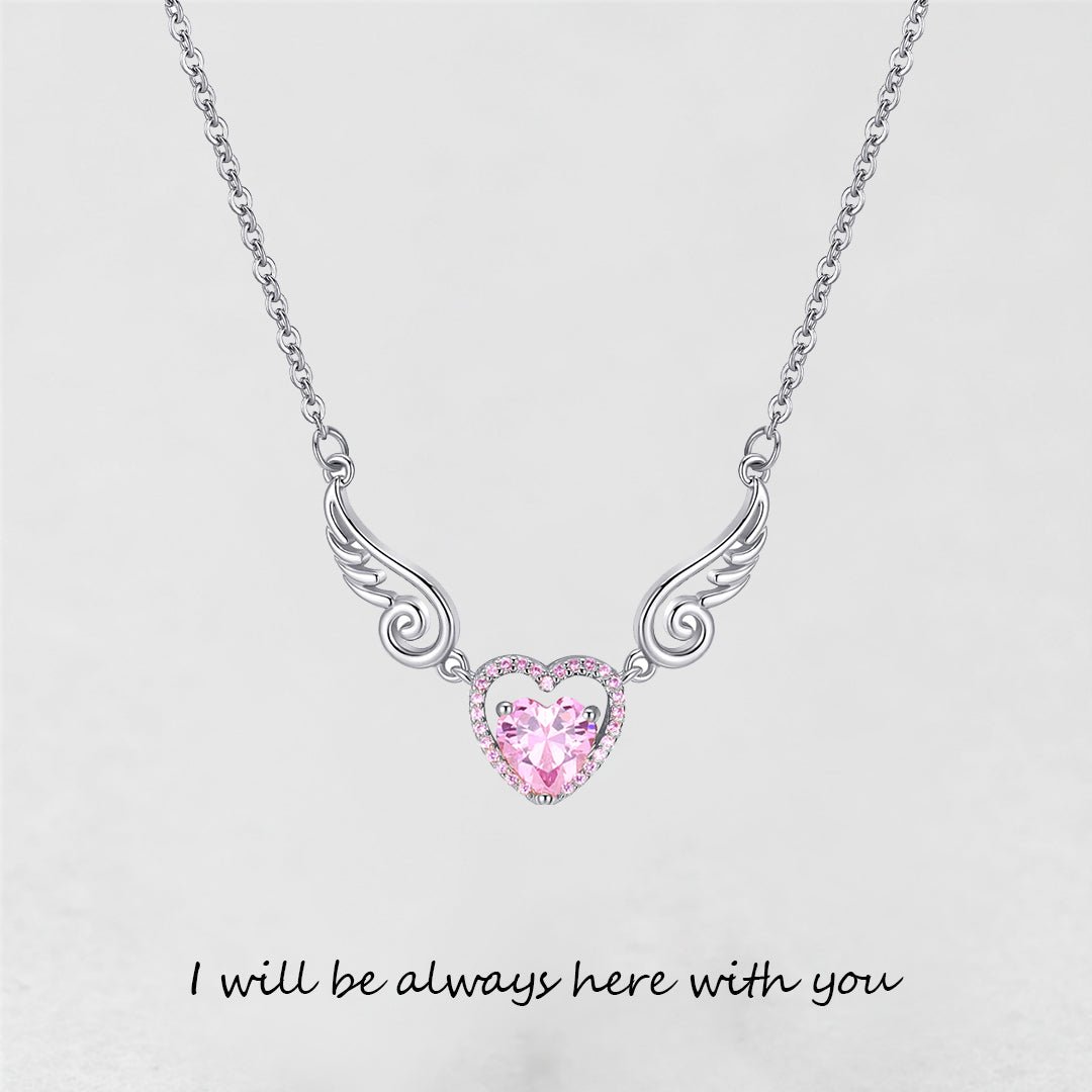 '' I Will Be Always Here With You '' Angel Wing Heart Necklace | Bracelet