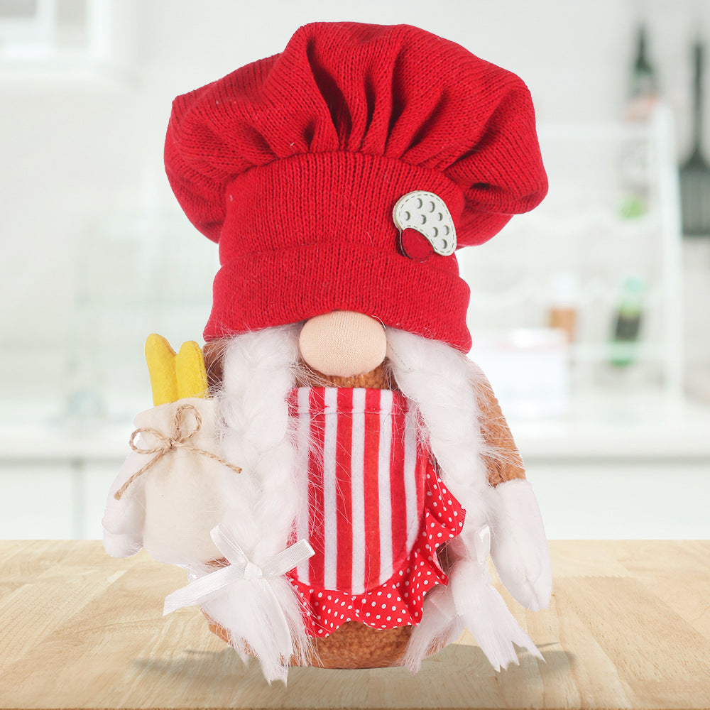 Red Knit Kitchen Chef Gnome
