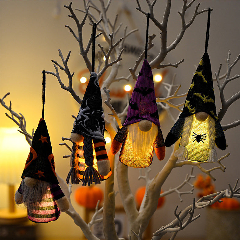 4 Pcs Halloween Lighted Hanging Gnomes