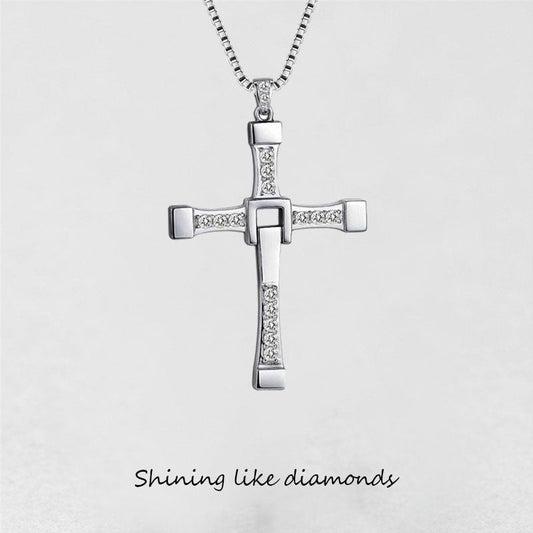 '' Shining like diamonds '' Cross Pendant Necklace