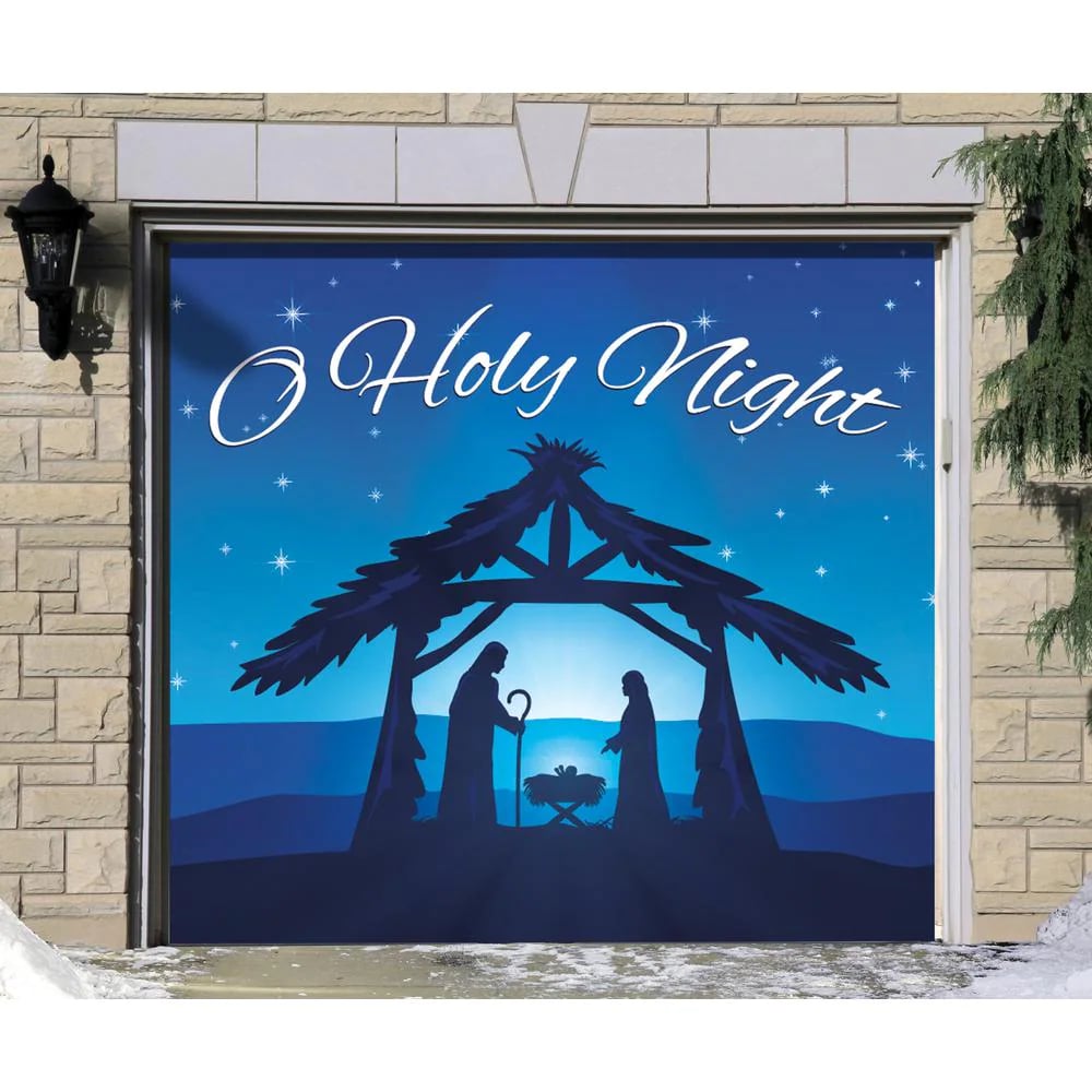 7 ft. x 16 ft. Nativity Scene O' Holy Night-Christmas Garage Door Deco ...