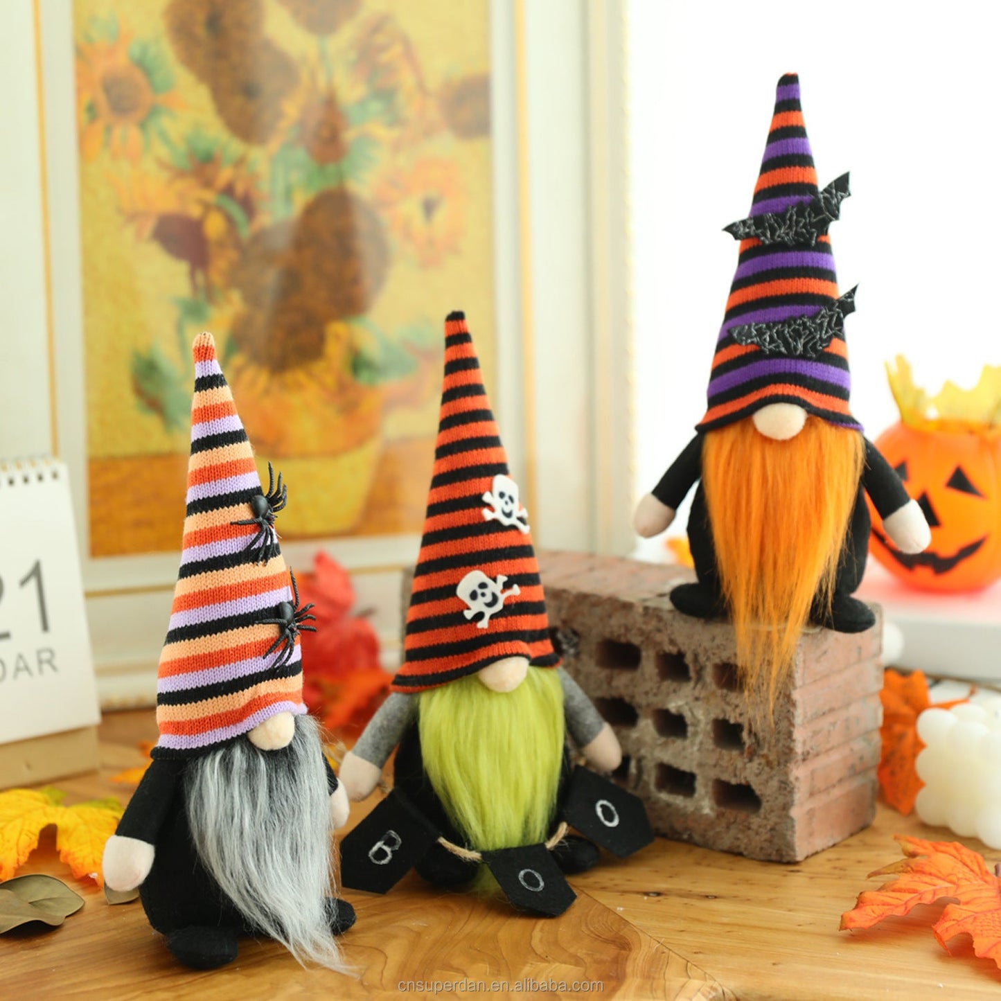 Halloween Striped Hat Gnome