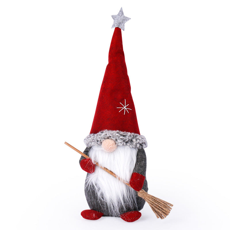 Cute Plush Gnomes With Red Hat And Plaid Apron