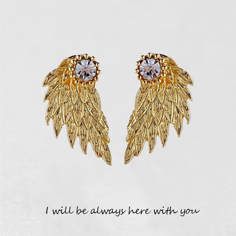 '' I Will Be Always Here With You '' Angel Wing Earrings