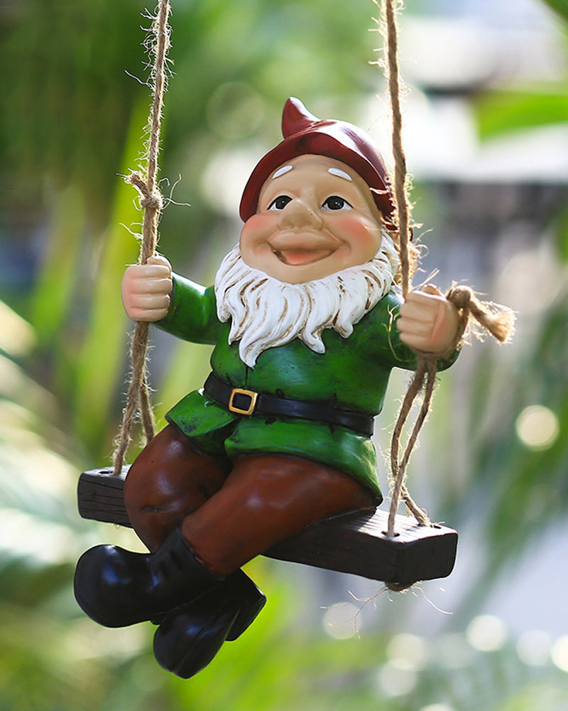 Garden Gnome On A Swing