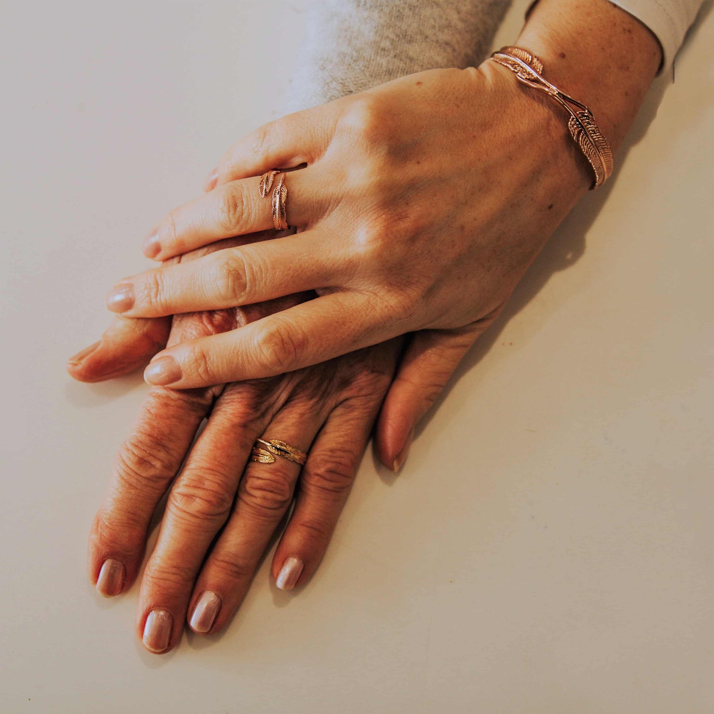 '' Je serai toujours là avec toi '' Bague Plume 