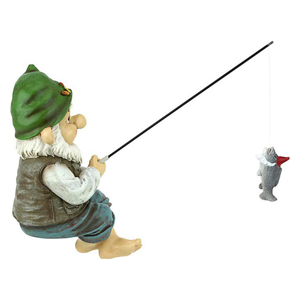 Garden Gnome Statue Resin Fishing Dwarf Elf Figurines Yard Lawn Outdoor