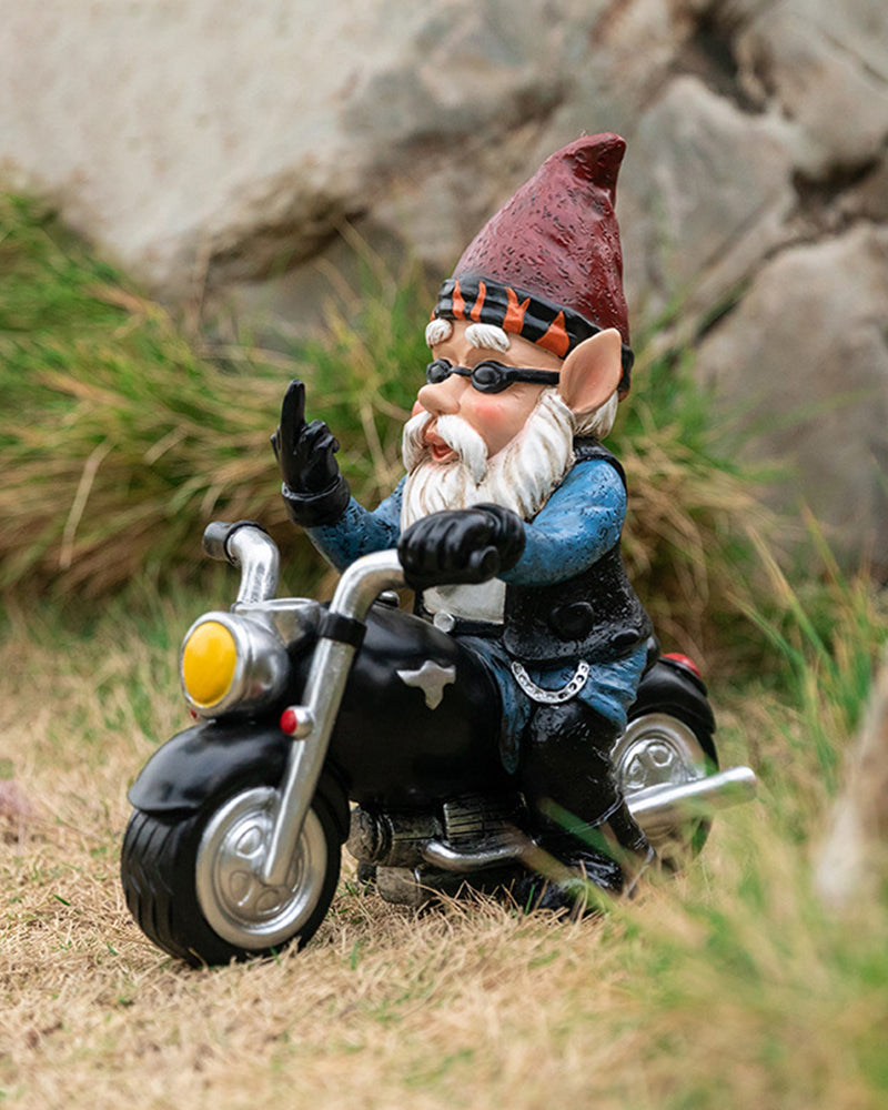 Fun Riding Motorcycle Outdoor Garden Gnome