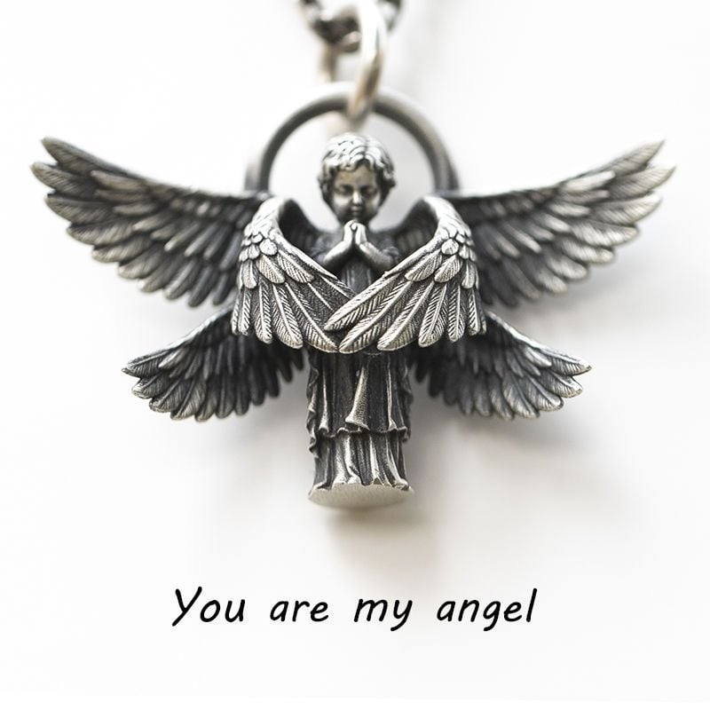 ''I Will Be Always Here With You '' Seraph Angel Pendant Necklace Amulet