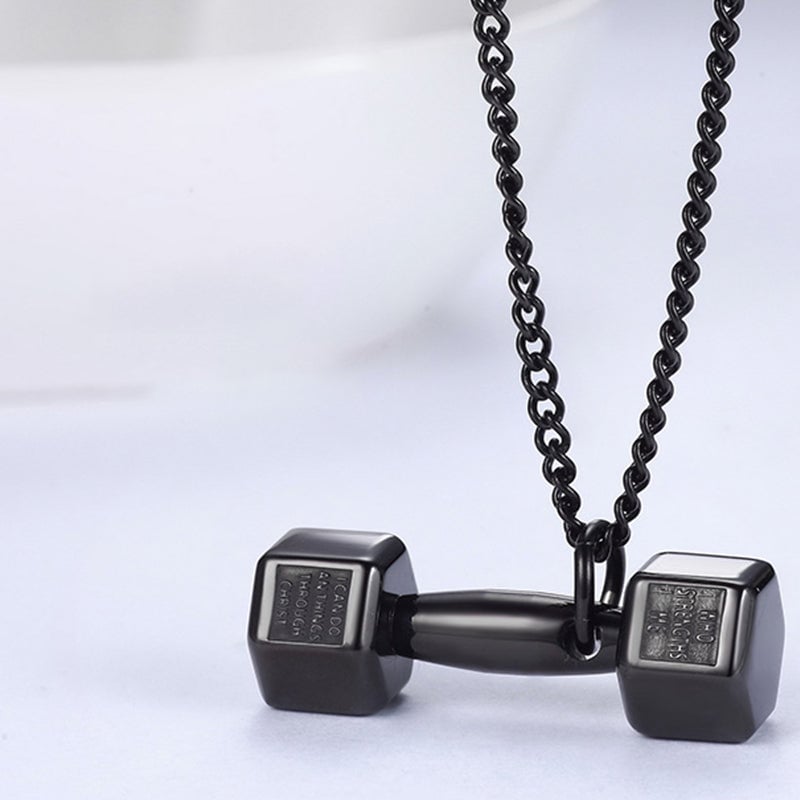'' Believe you can and you will '' Dumbbell Necklace