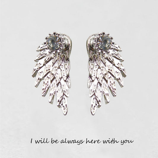 '' I Will Be Always Here With You '' Angel Wing Earrings