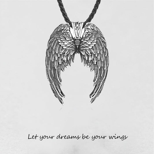'' Let your dreams be your wings '' Angel Wing Necklace