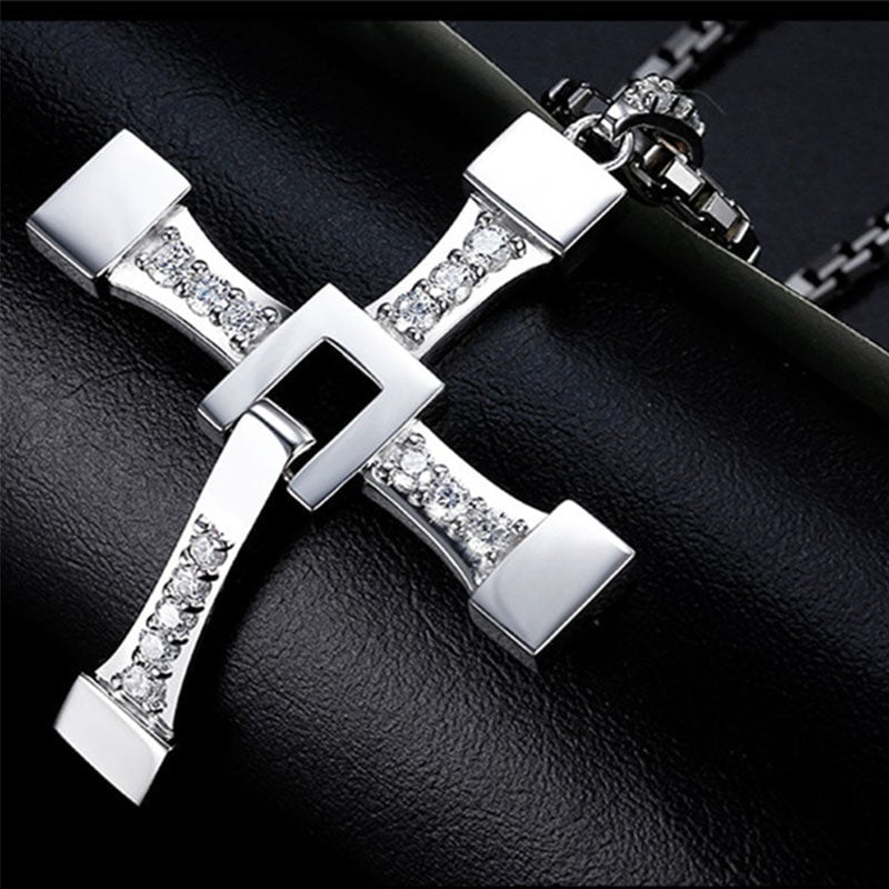 '' Shining like diamonds '' Cross Pendant Necklace