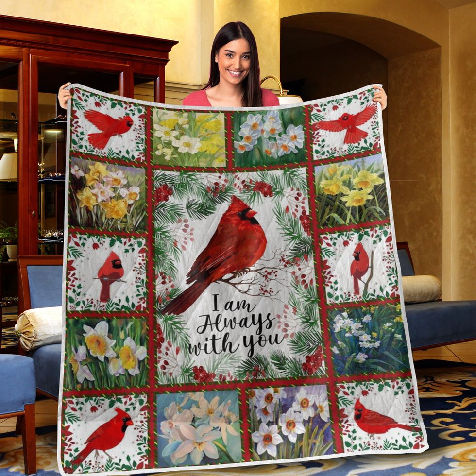 🎁Always With You - Blanket Gift- Cardinals And Daffodils - Revival, Rebirth, Hope, Joy, Resilience, Good luck, Prosperity, Memories, and Forgiveness (49% OFF TODAY)