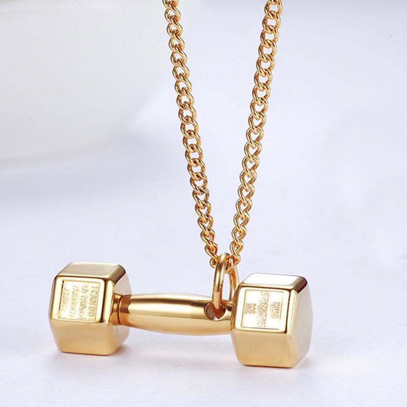 '' Believe you can and you will '' Dumbbell Necklace