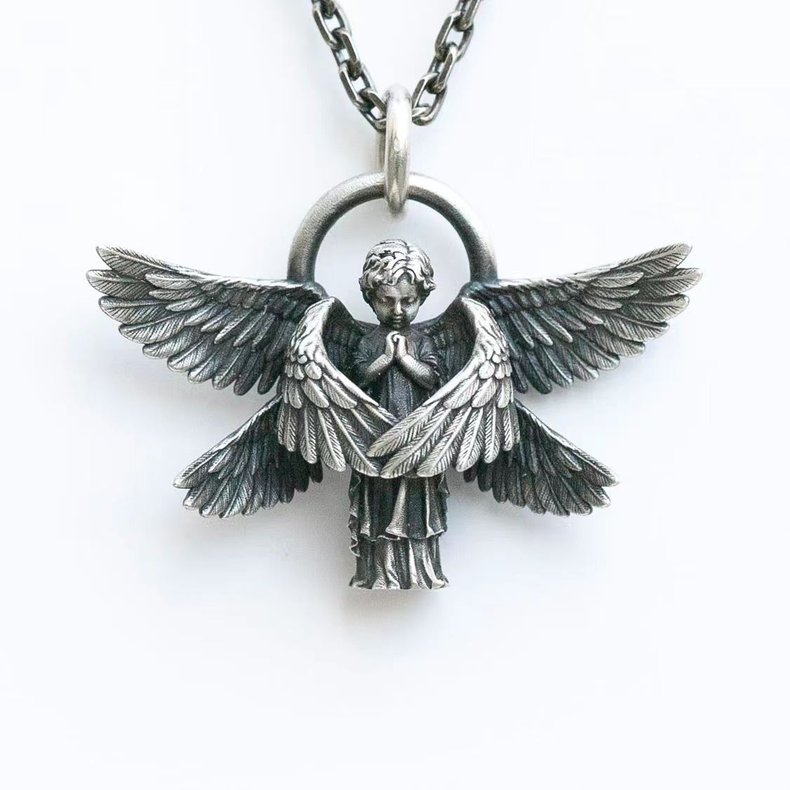 "Je serai toujours là avec toi" Collier pendentif ange séraphin amulette 