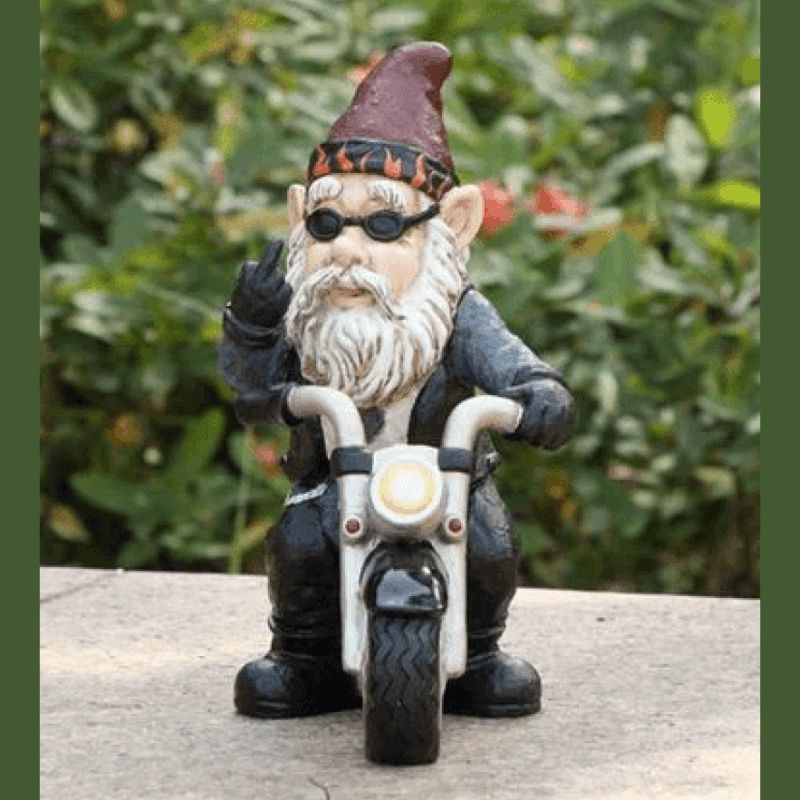 Road Rage Biker Funny Garden Gnome