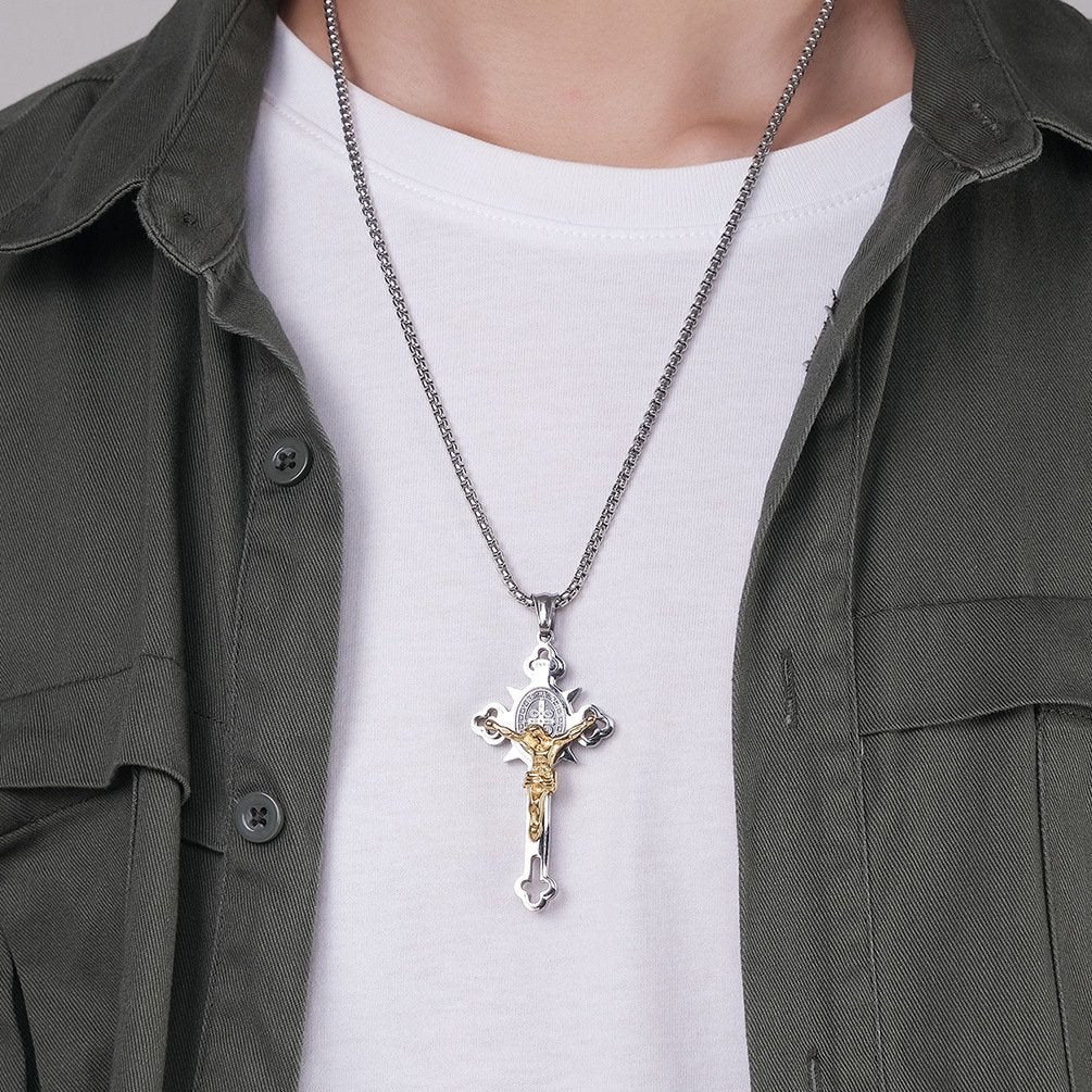 St. Benedict Exorcism Cross Necklace - Bless you and your family