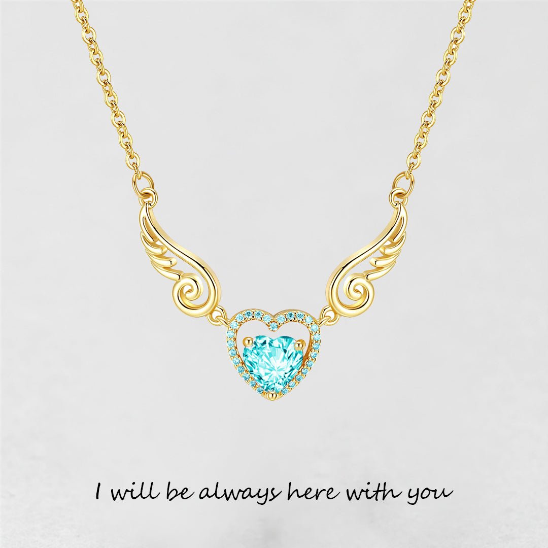 '' I Will Be Always Here With You '' Angel Wing Heart Necklace | Bracelet