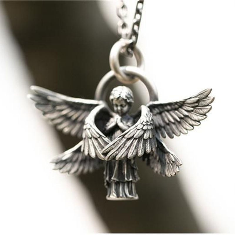 "Je serai toujours là avec toi" Collier pendentif ange séraphin amulette 